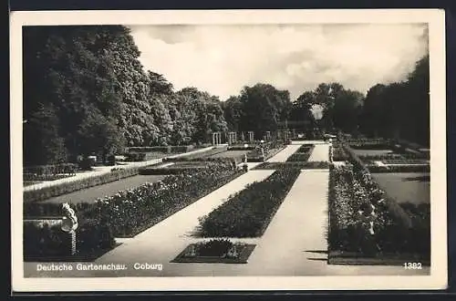 AK Coburg, Deutsche Gartenschau, Bepflanzte Blumenbeete