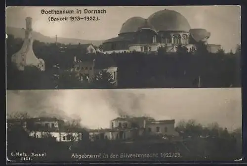 AK Dornach, Goetheanum, Brand in der Silvesternacht 1922 /23