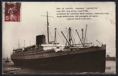 AK Le Havre, Paquebot Lafayette im Hafen