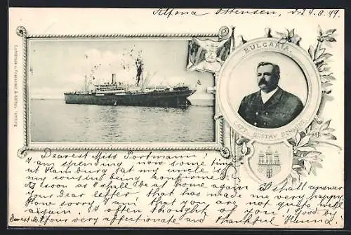 AK Passagierschiff Bulgaria, Capt. Gustav Schmidt im Portrait