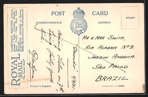 AK RMSP D Class Steamer, South American Service