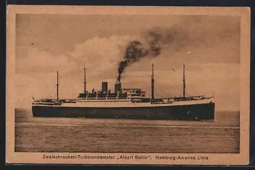 AK Zweischrauben-Turbinendampfer Albert Ballin, Hamburg-Amerika Linie