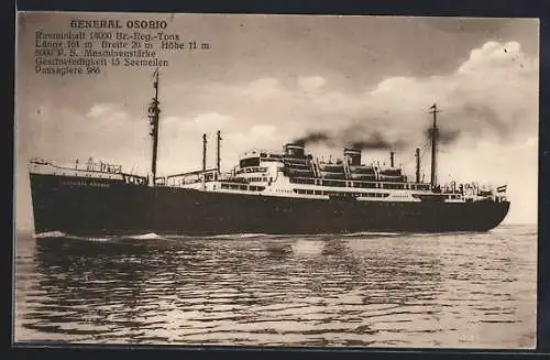 AK Dampfer General Osorio auf See