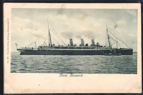 AK Dampfer Fürst Bismarck auf See