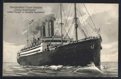 AK Passagierschiff George Washington auf hoher See, Norddeutscher Lloyd