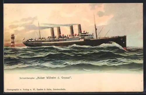 AK Schnelldampfer Kaiser Wilhelm d. Grosse auf See
