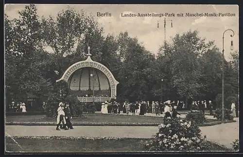 AK Berlin, Landes-Ausstellungs-Park mit Muschel-Musik-Pavillon