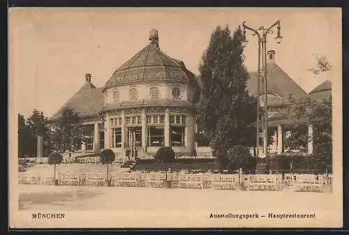 AK München, Deutsche Gewerbeschau 1922, Ausstellungspark, Hauptrestaurant