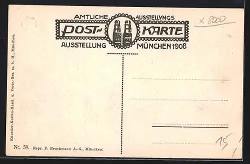 AK München, Ausstellung 1908, Eingang zum Ausstellungspark
