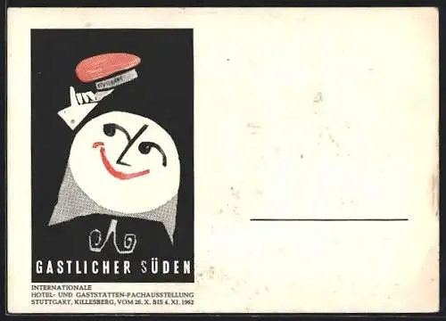 Künstler-AK Stuttgart, International Hotel- und Gaststätten-Fachausstellung 1962