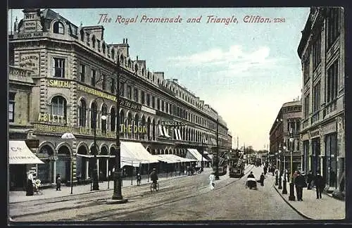 AK Clifton, The Royal Promenade and Triangle, Strassenbahn