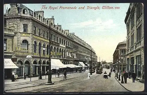 AK Clifton, The Royal Promenade and Triangle, Strassenbahn