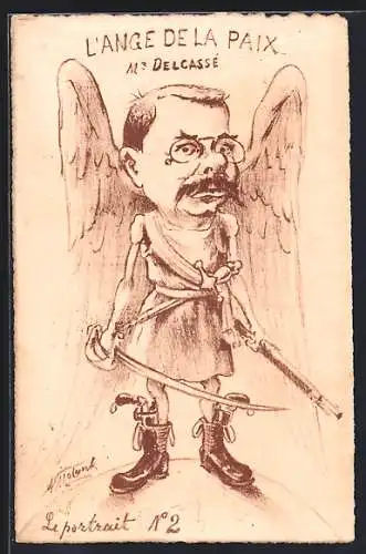 Künstler-AK sign. A. Molynk: Friedensengel mit Säbel und Gewehr