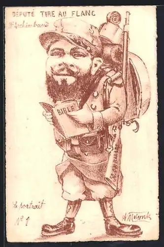 Künstler-AK sign. A. Molynk: Französischer Soldat liest in der Bibel