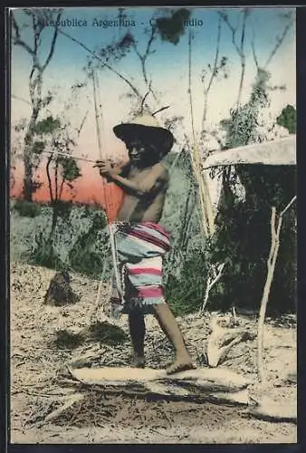 AK Chaco Indio mit Pfeil und Bogen aus Argentinien