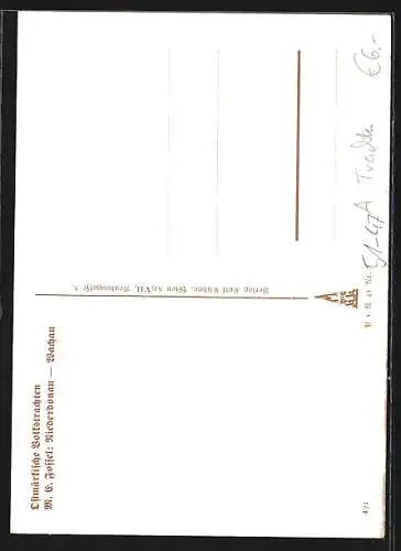 Künstler-AK Älteres Ehepaar in Volkstracht aus der Wachau