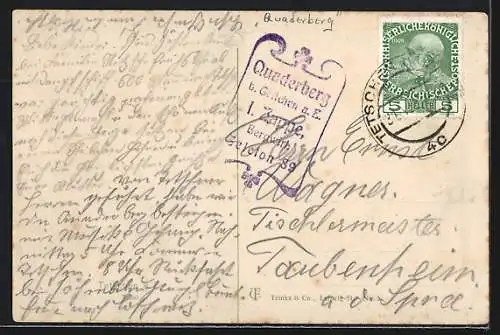 AK Tetschen a. E., Ortspartie mit Fluss und Brücke