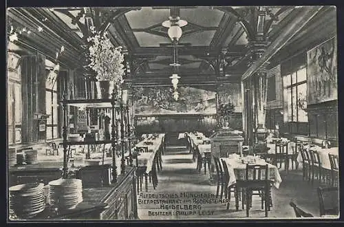 AK Heidelberg / Neckar, Altdeutsches Münchener Restaurant zum Rodensteiner, Bes. Philipp Leist