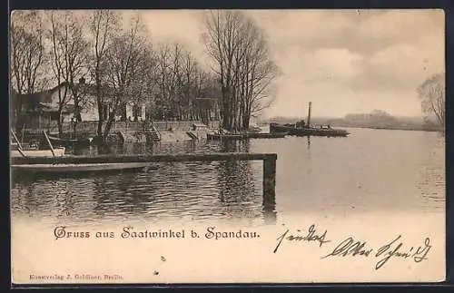 AK Saatwinkel b. Spandau, Wasserpartie mit Booten