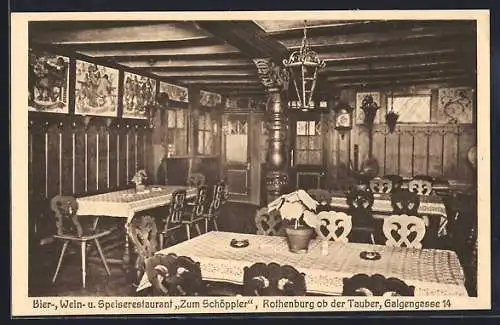 AK Rothenburg / Tauber, Wein- u. Speiserestaurant zum Schöppler, Inneres
