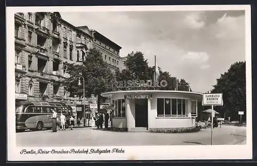 AK Berlin-Charlottenburg, Reise-Omnibus-Bahnhof und Reisebüro-Auskunft am Stuttgarter Platz