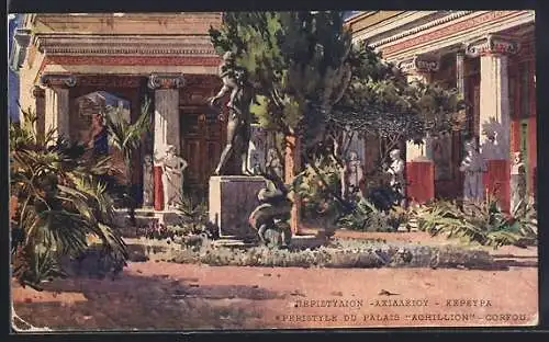 Künstler-AK Corfou, Peristyle du Palais Achillion