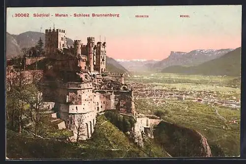 AK Meran /Südtirol, Schloss Brunnenburg, Mendel, Dolomiten
