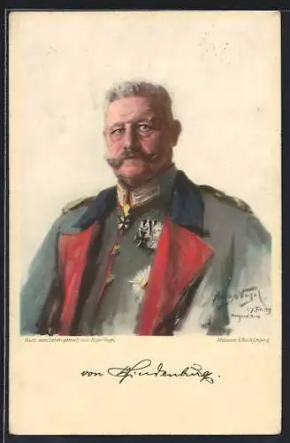 Künstler-AK Generalfeldmarschall von Hindenburg mit Orden