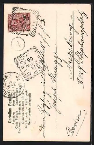 Lithographie Capri, Strassenpartie an der Steilküste