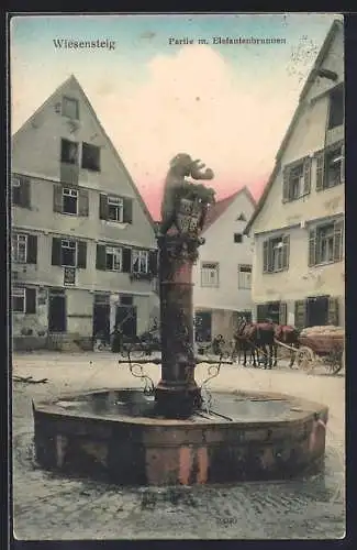 AK Wiesensteig, Partie m. Elefantenbrunnen