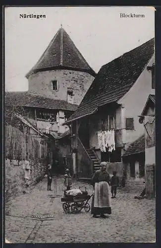 AK Nürtingen, Strassenpartie mit Blockturm