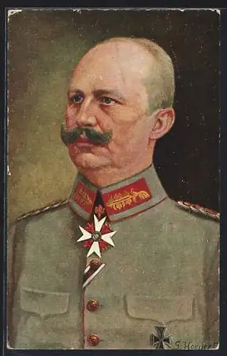 Künstler-AK Porträt Generalleutnant Erich Ludendorff in Uniform