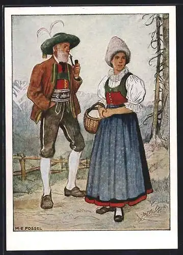 AK Paar in ostmärkischen Volkstrachten aus dem Wipptal in Tirol