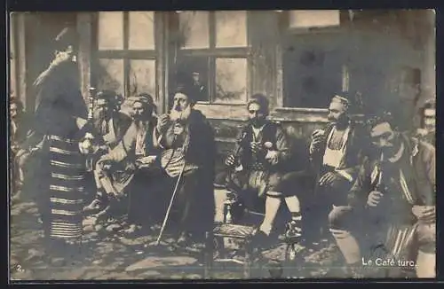 AK Le Cafe turc, Türken rauchen Wasserpfeife