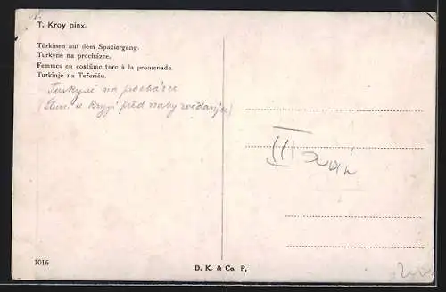 AK Türkinnen mit Schirmen auf einem Spaziergang