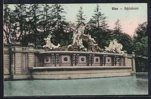 AK Wien, Schönbrunn, Blick auf den Neptunbrunnen