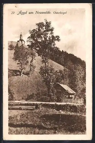 AK St. Ägyd am Neuwalde, Ortspartie mit Osterkogel