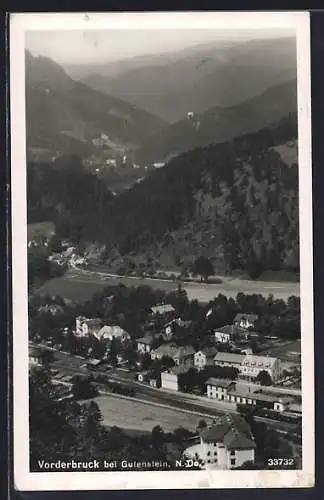 AK Gutenstein /N.-Oe., Vorderbruck mit Bahnhof aus der Vogelschau