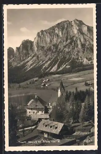 AK Tragöss-Oberort, Ortsansicht mit Pribitz aus der Vogelschau