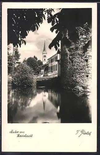 AK Radstadt, Blick zur Kirche vom Wasser aus