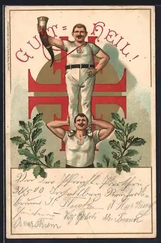 AK Turner mit Horn und Eichenzweigen