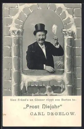 AK Köln, Carl Degelow mit Sektglas