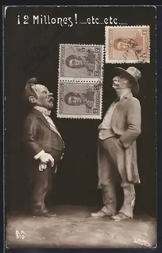 AK Raymond Poincaré und Giovanni Giolitti, Karikatur