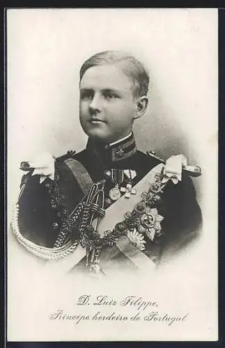 AK D. Luiz Filippe, Principe herdeiro de Portugal, Portrait in jungen Jahren in Uniform