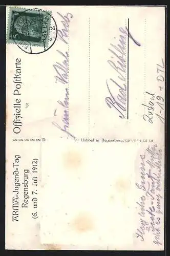 AK Regensburg, Arma Jugendtag 1912, Prinzessin Elisabeth Helene u. Prinz Raphael von Thurn & Taxis