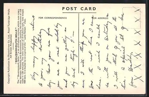 AK englische Eisenbahn The Bournemouth Belle