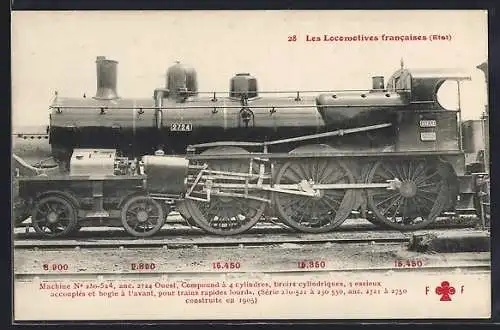 AK Französische Eisenbahn, Lokomotive Nr. 2724 Ouest