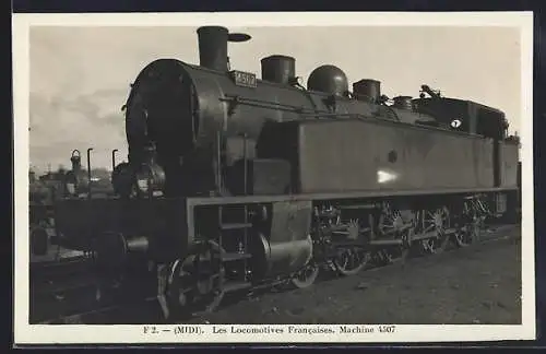 AK Französische Eisenbahn-Lokomotive der Midi mit der No. 4507