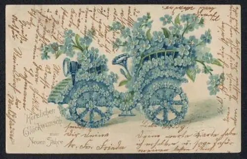 AK Blumenbild, Automobil aus Blüten