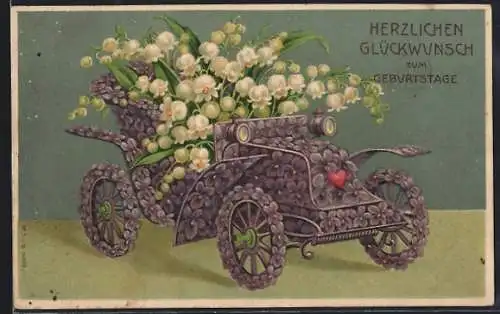 AK Automobil als Blumenbild